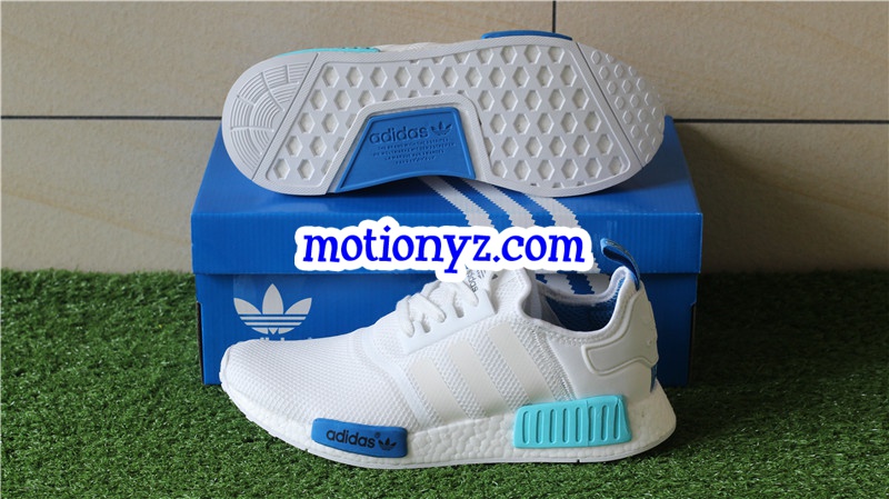 Real Boost Adidas NMD R1 White Blue Glow